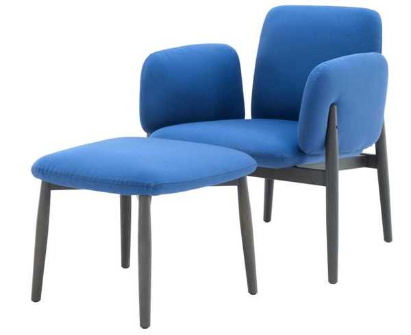 upholstered chair in blue color, japanese style fusion