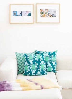 blue decorative pillows for sofa