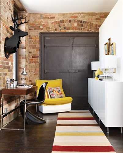 brick wall and vintage furniture