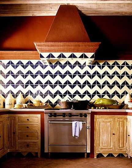 zigzag wall tile design for kitchen decorating