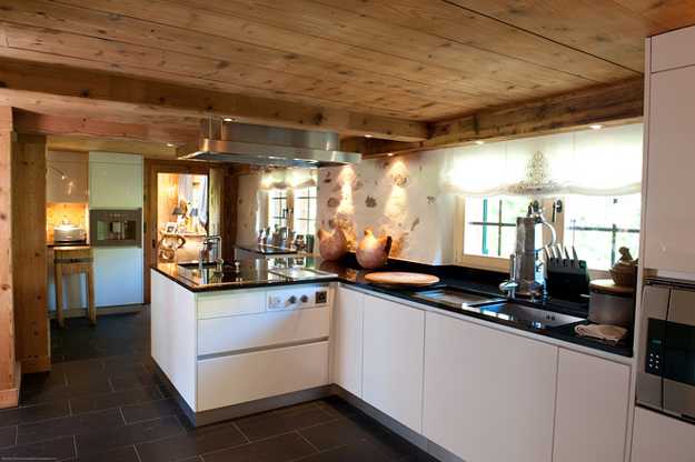 white kitchen cabinets in alpine home