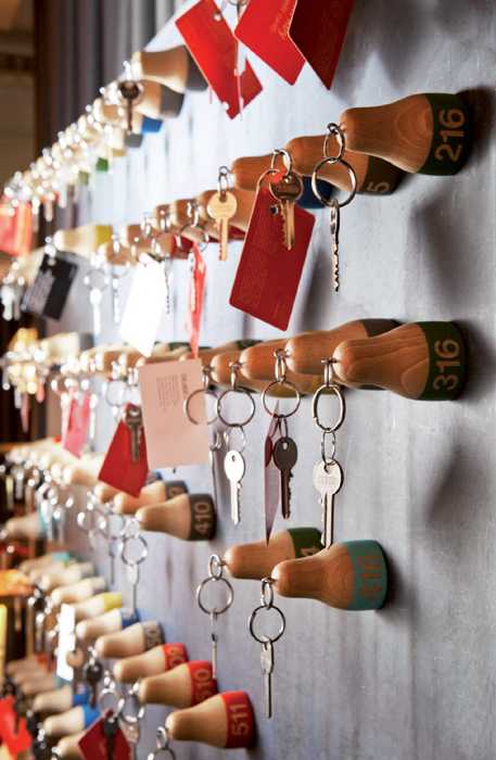 magnetic board with room keys in retro style