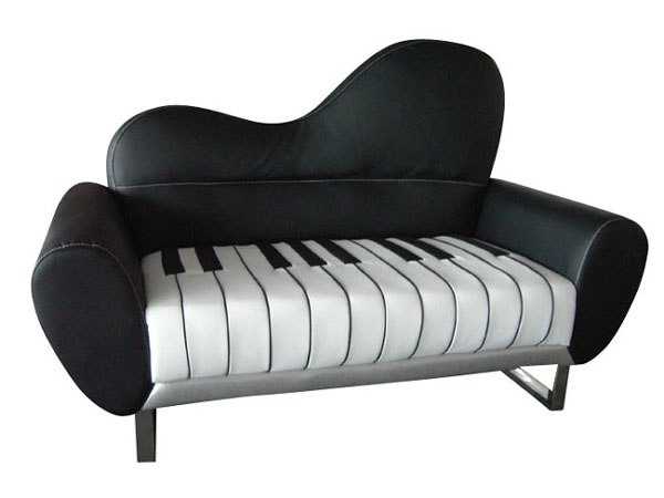 piano like sofa in black and white colors