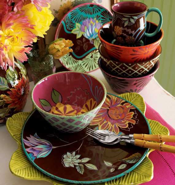 modern tableware with floral designs