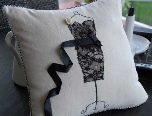 throw pillow with black dress