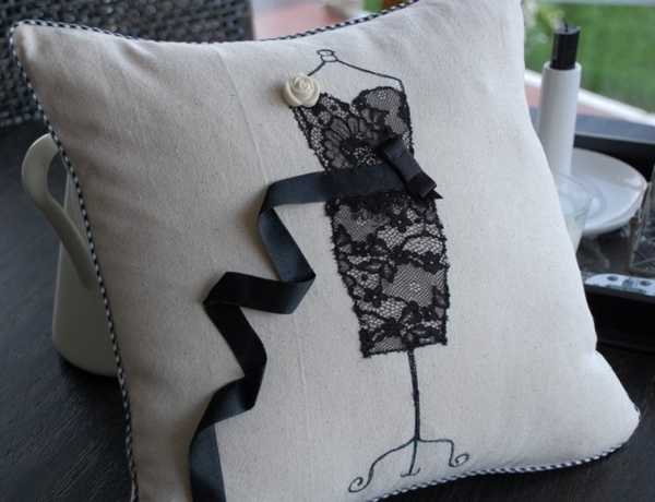 throw pillow with black dress