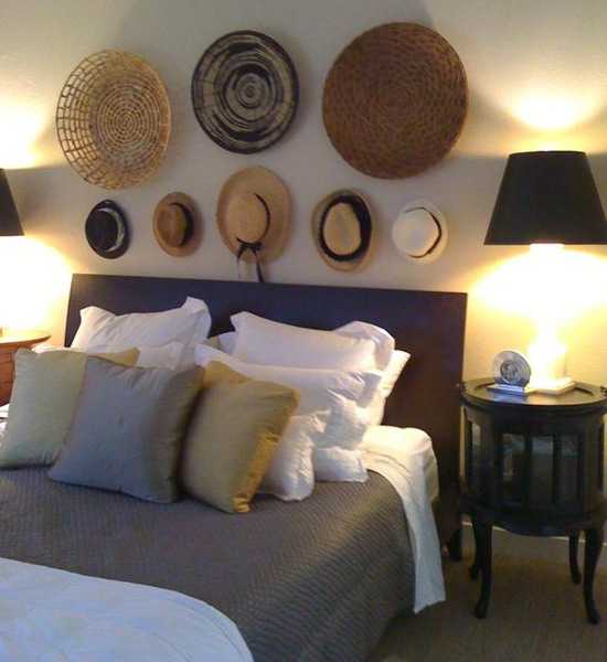 Modern Wall Decoration With Ethnic Wicker Plates, Bowls