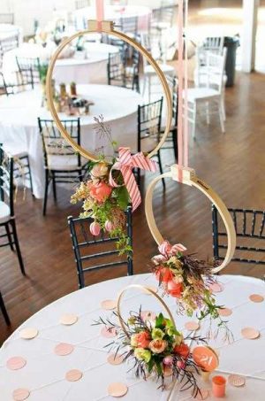 hanging decorations made with wooden embroidery rings