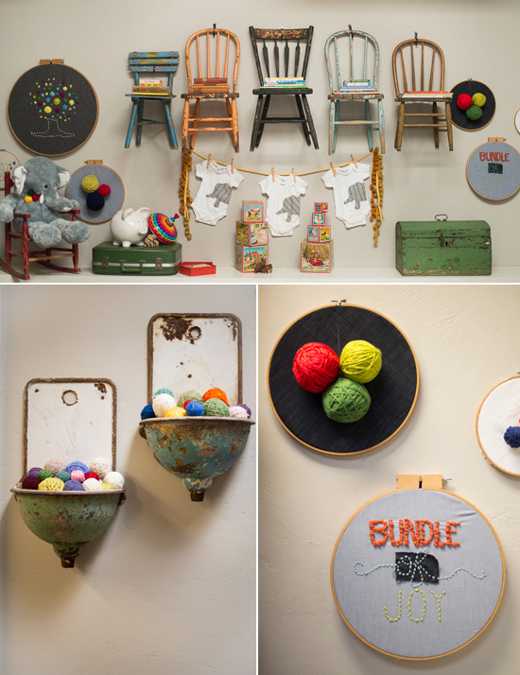 wall decor with vintage furniture and accessories