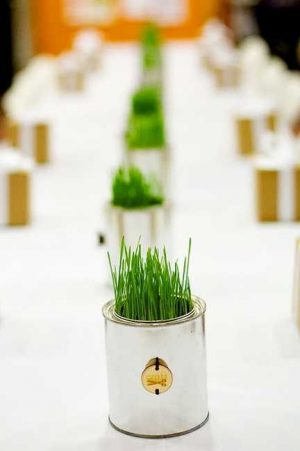 table decorations and centerpieces with grass
