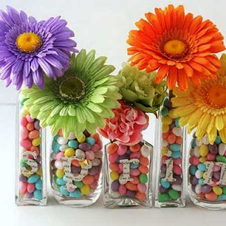 candy and flower arrangements for spring decorating