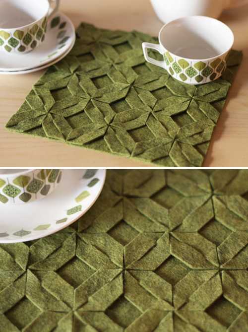 place mats with weaved floral designs