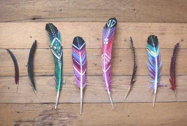 hand painted feather decorations