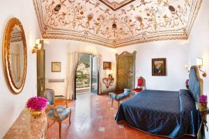 badroom decorating italian style, ceiling painting and floor tiles