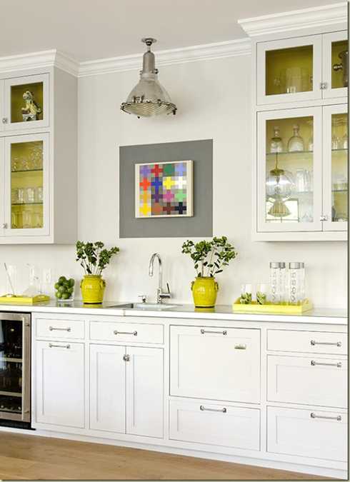 Yellow Color Accents Jazz Up Elegant Dark Gray Kitchen ...