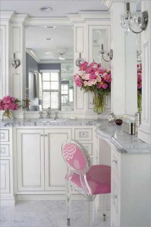 Colorful Bathroom Decorating with Flowers Adds Luxury to Large or Small Bathroom Design