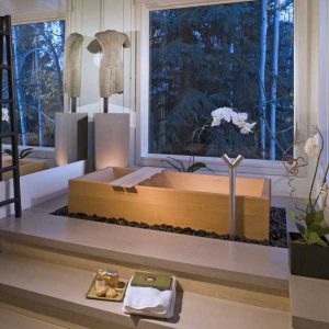 modern bathroom decorating with bathtub in japanese style