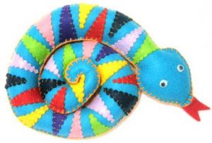 colorful snake made of felt fabrics