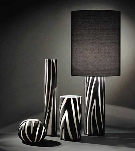 decorative accessories, vases, lamp shades with black and white stripes