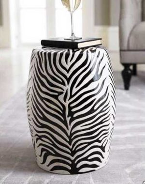 side table with zebra print