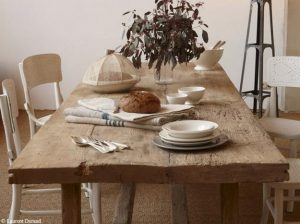 wood furniture for modern dining room decorating in French Alpine and rustic styles