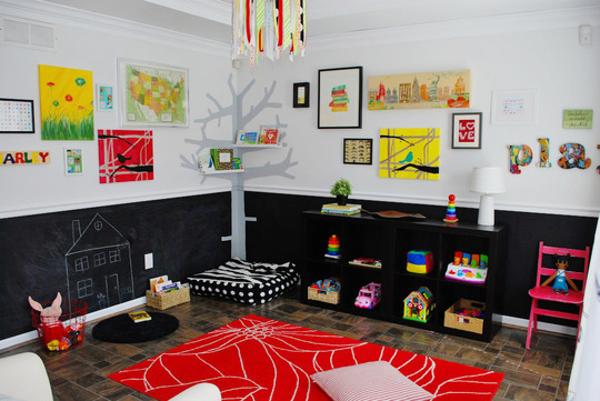 Bright Kids Playroom Ideas and Black White Red Color ...