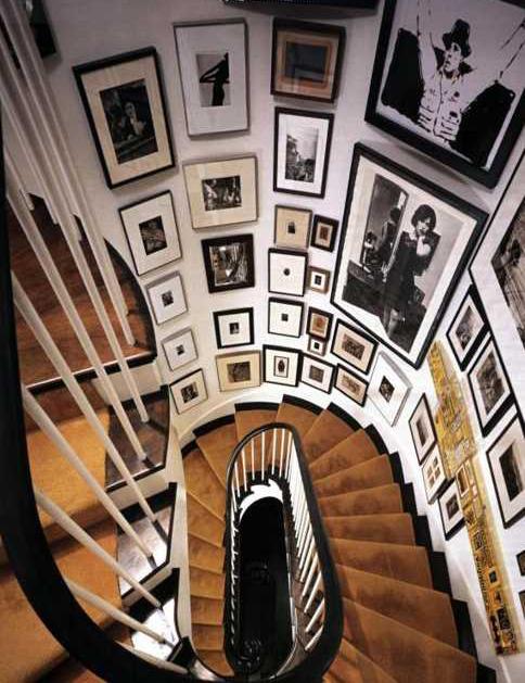 staircase wall decoration with photographs
