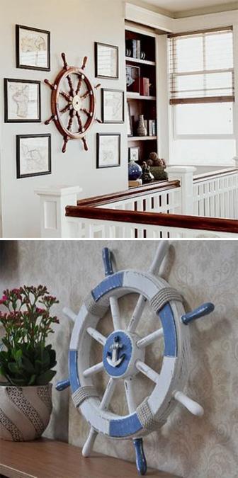 Nautical Decor Ideas Enhanced by Vintage Ship Wheels and ...