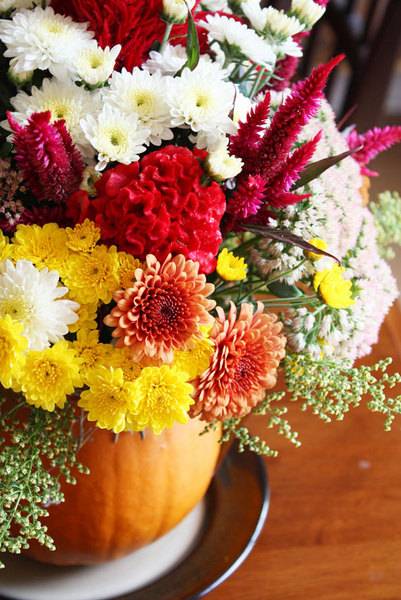 15 Fall Flower Arrangements in Handmade Pumpkin Pots