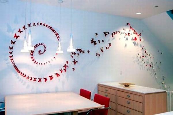 Handmade Butterflies Decorations on Walls, Paper Craft Ideas