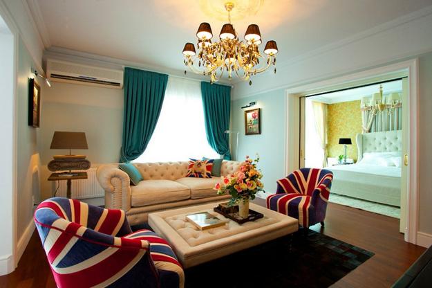 modern interior decorating ideas with british flag accents