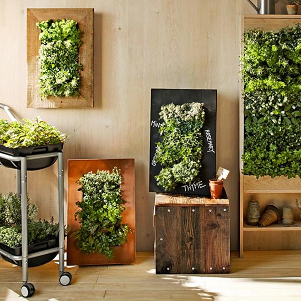 diy wooden frames with containers for plants