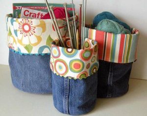 recycle and crafts, making furniture and home accessories with jeans