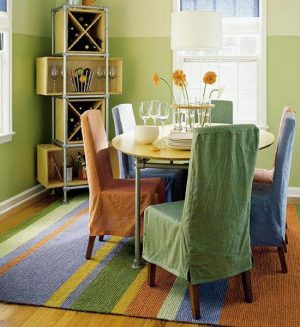 room decor with striped rugs and carpets in bright colors
