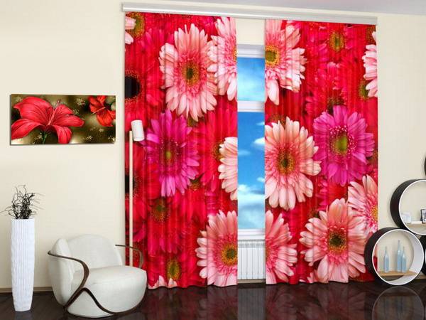 modern window coverings, curtain fabric with beautiful pictures of flowers