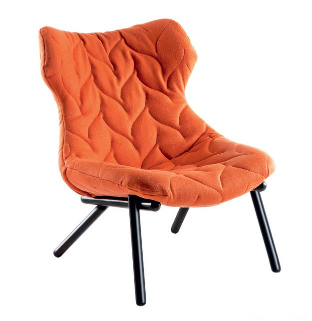 unique furniture design with stitches prints, modern chairs in orange 