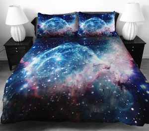 colorful bedding fabric for cosmos inspired bedroom decor theme