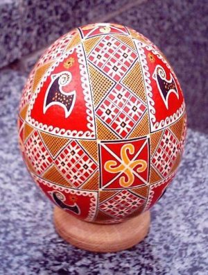 traditional easter decorations, hand painted eggs