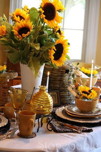 30 Sunflowers Table Centerpieces Adding Sunny Yellow Color to Table