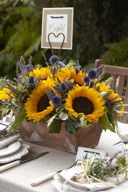 30 Sunflowers Table Centerpieces Adding Sunny Yellow Color to Table