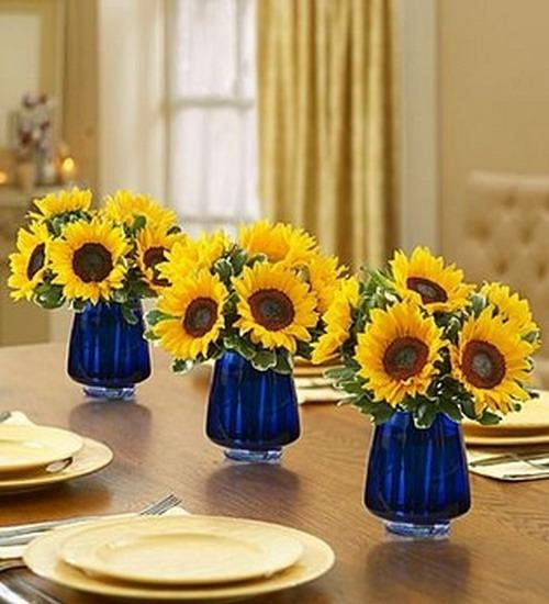 30 Sunflowers Table Centerpieces Adding Sunny Yellow Color to Table