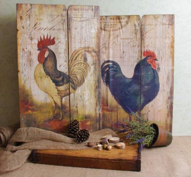 Wood Crafts Ideas, Charming Roosters to Jazz up Room Decor