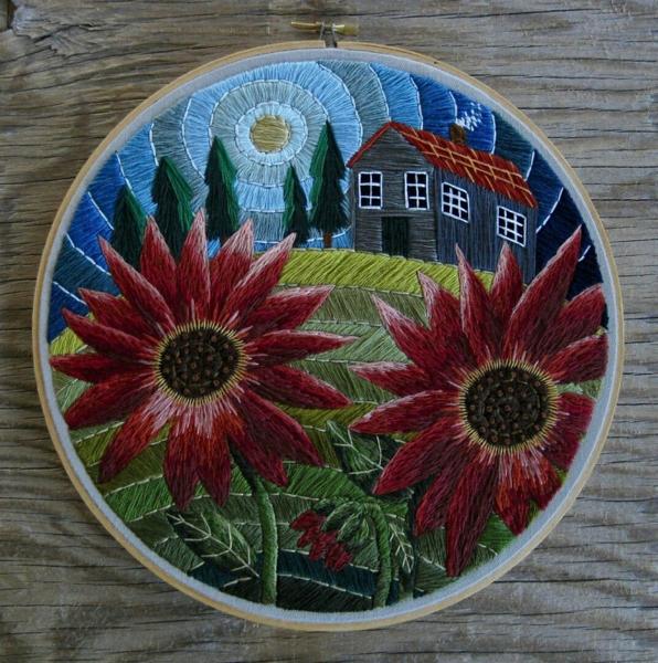 Folk Art, Huber Ink Embroidery Designs and Wood Paintings for Home