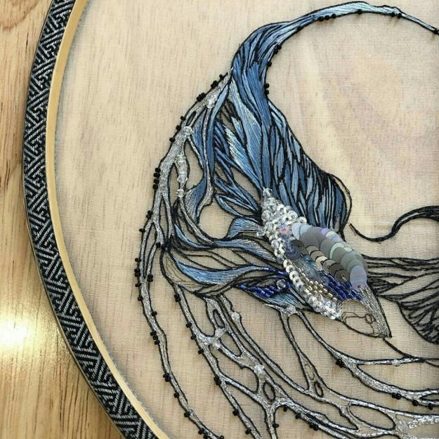 Sequins and Feathers Embroidery Giving Unique Touches to Birds Images