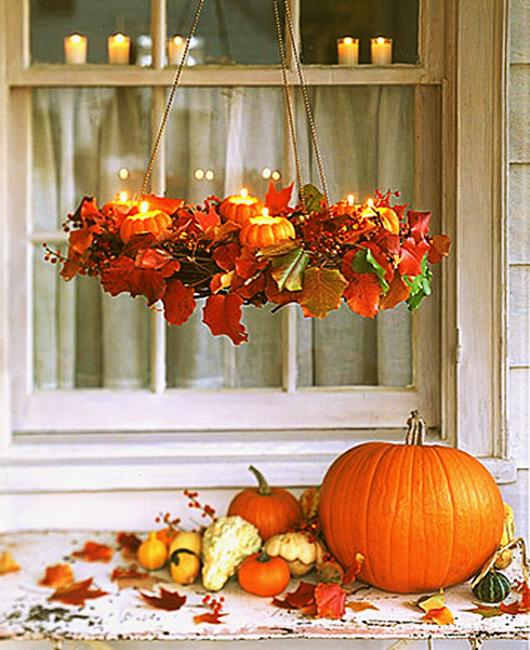 hanging wreath above table