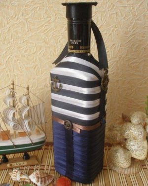 blue and white stripes on bottle