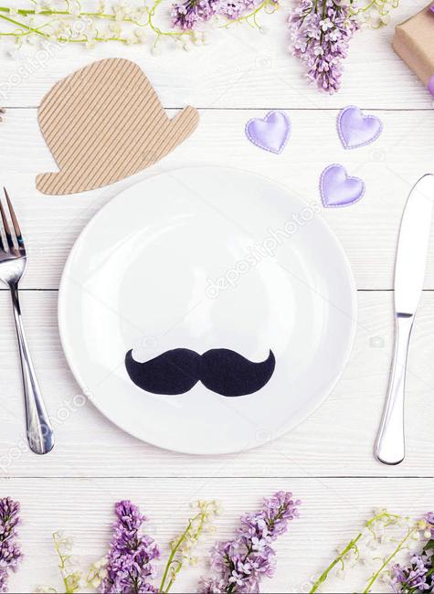 plate with mustache and man hat