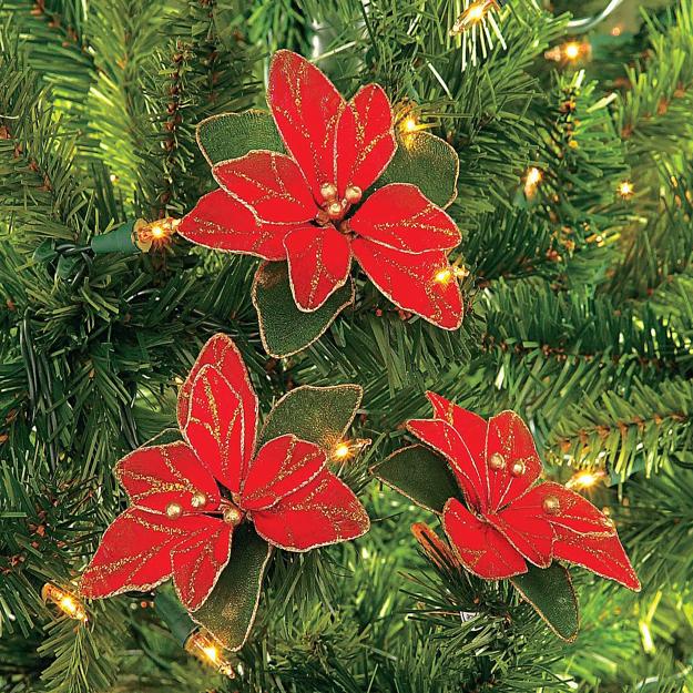 Floral Christmas Tree Decorating Ideas Beautiful Poinsettia Ornaments 