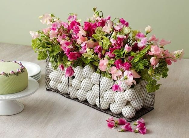 metal baskets flowers