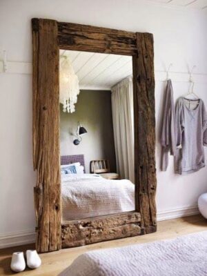rustic wood mirror frame